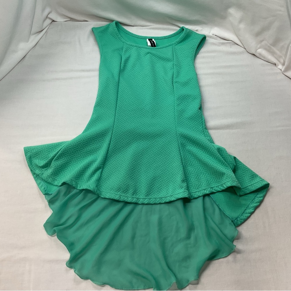 Gingy & Cocoa Women's Turquoise Green Textured Layered Blouse Sleeveless, Size S